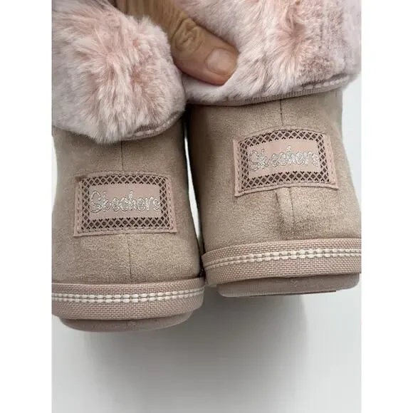 Skechers Campfire Slipper Bootie Boot Blush Pink Faux Fur Size 8 Memory Foam - Picture 4 of 12